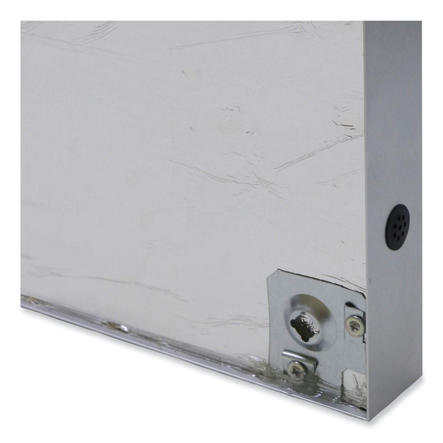 1 Door Enclosed Vinyl Bulletin Board with Satin Frame, 36" x 36", Silver Surface, Satin Aluminum Frame