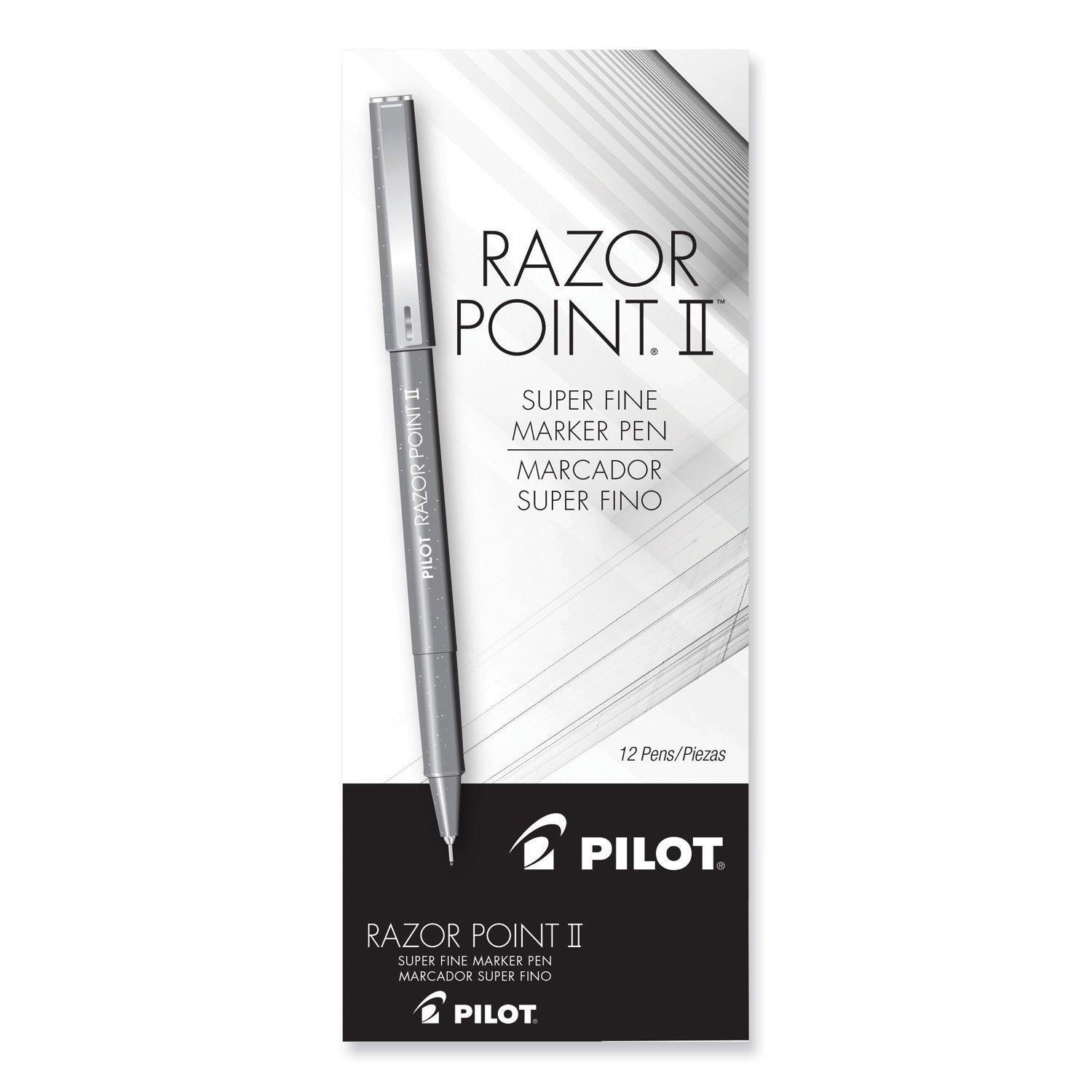 Pilot Marker Pens - 0.3 mm Ultra Fine Pen Point - Black Ink - Black Plastic Barrel - Metal Tip - Writing - 1 Dozen