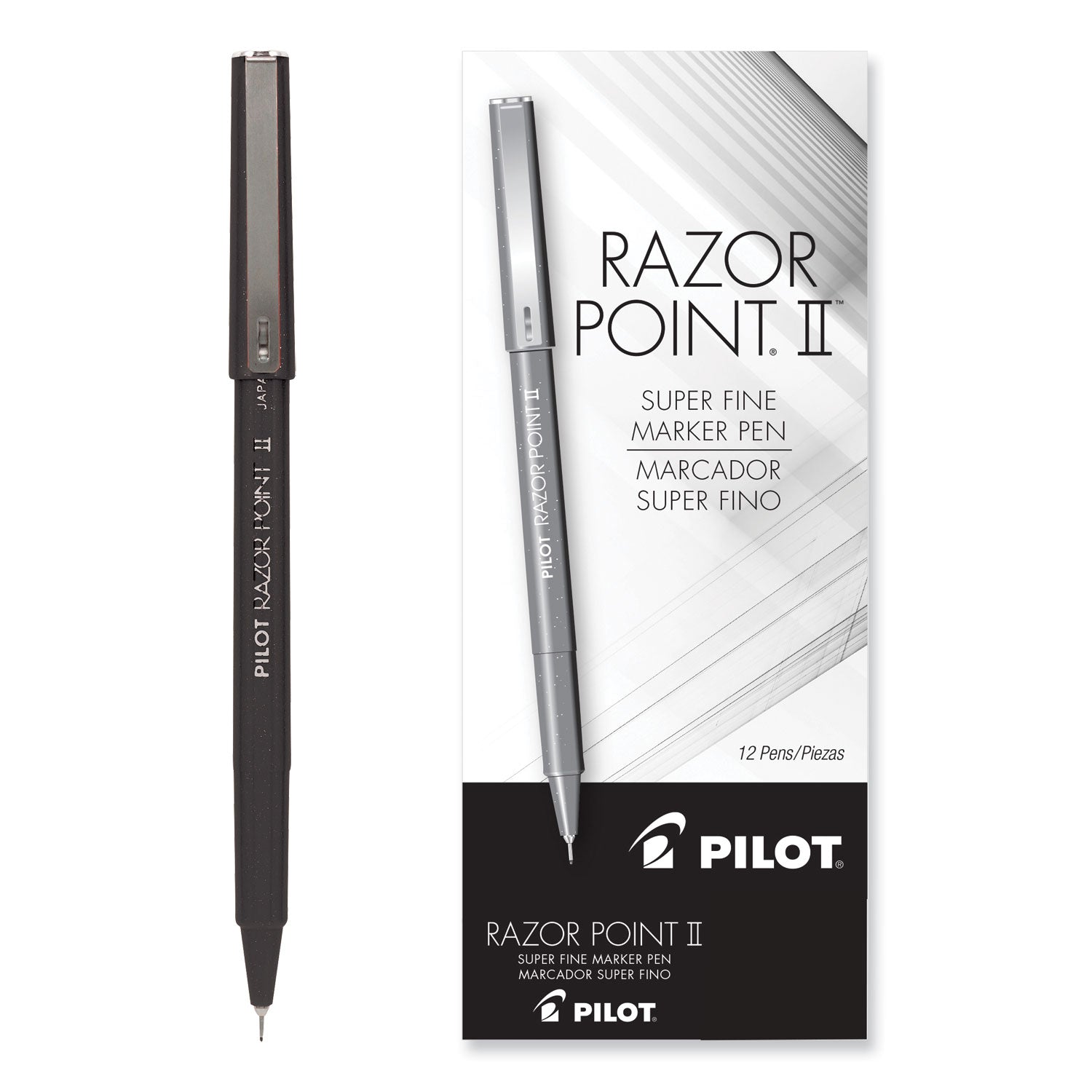 Pilot Marker Pens - 0.3 mm Ultra Fine Pen Point - Black Ink - Black Plastic Barrel - Metal Tip - Writing - 1 Dozen