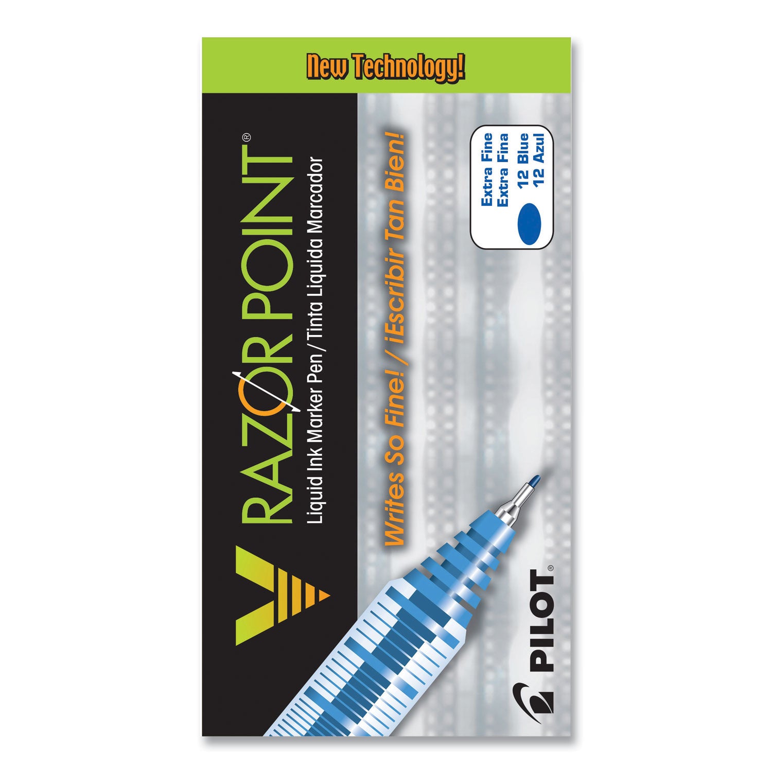 Pilot Marker Pens - 0.5 mm Extra Fine Pen Point - Blue Ink - Clear Plastic, Gray Barrel - Writing - 1 Dozen