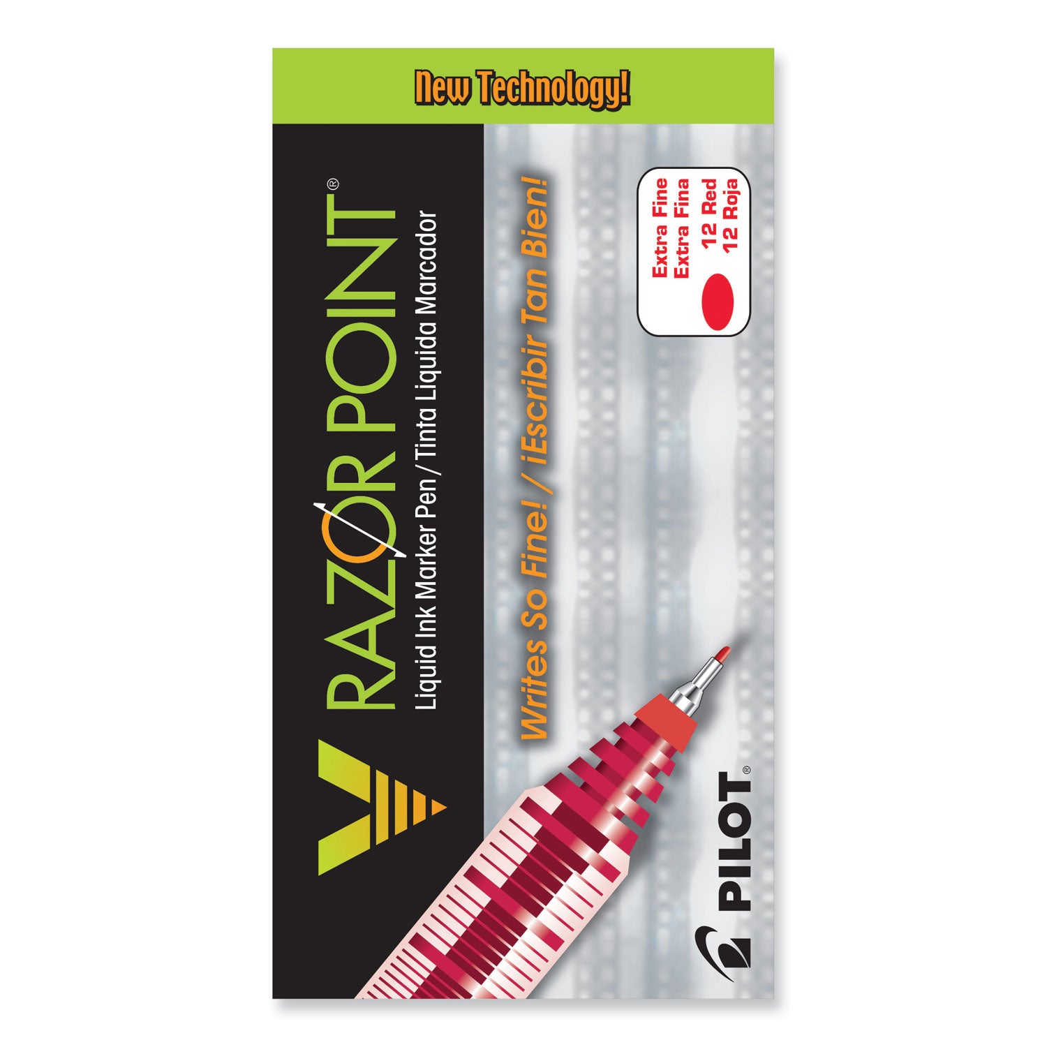 Pilot Marker Pens - 0.5 mm Extra Fine Pen Point - Red Ink - Clear Plastic, Gray Barrel - Writing - 1 Dozen