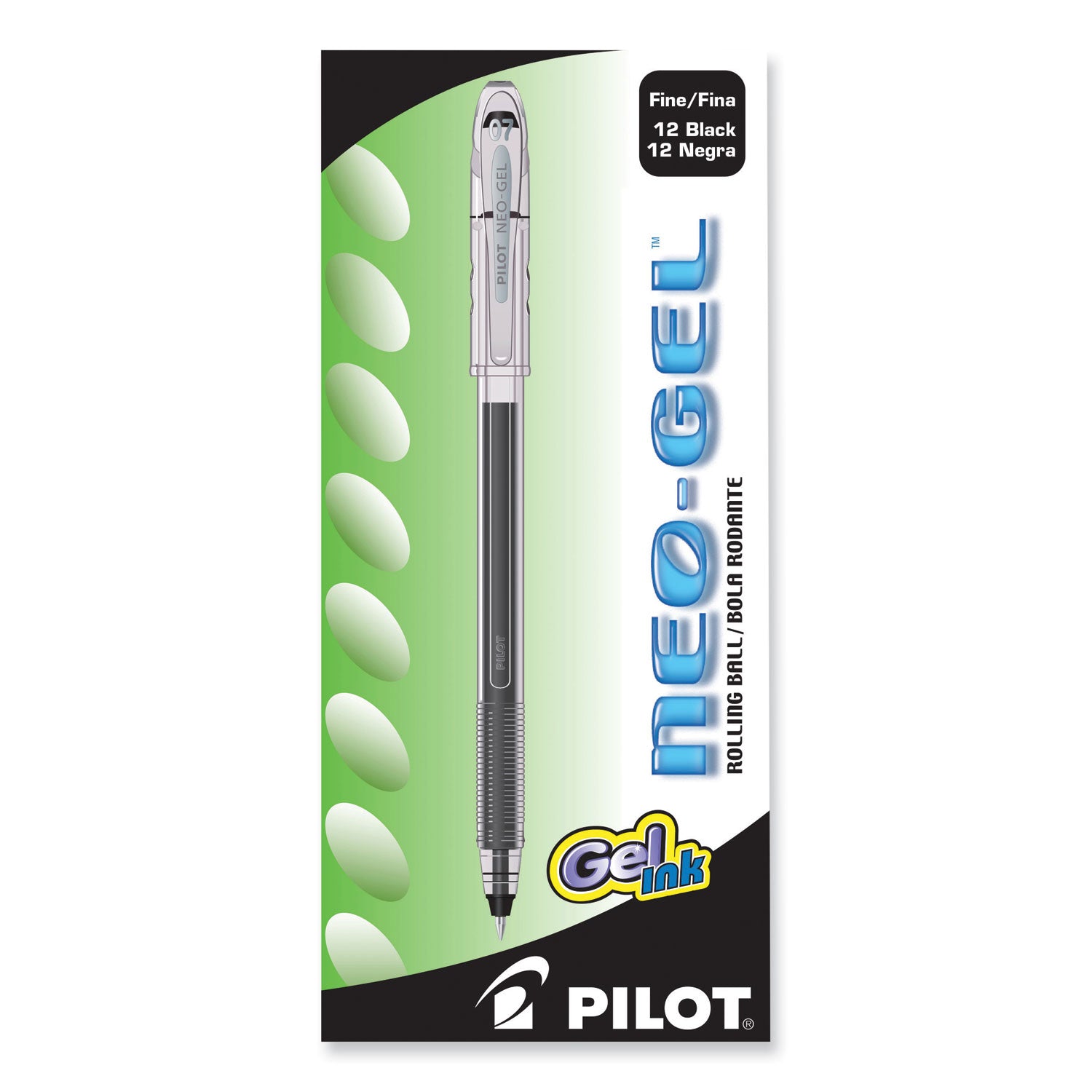 Pilot Neo-Gel Rollerball Pens - 0.7 mm Fine Pen Point - Black Ink - Gel-based - Translucent Barrel - 1 Dozen