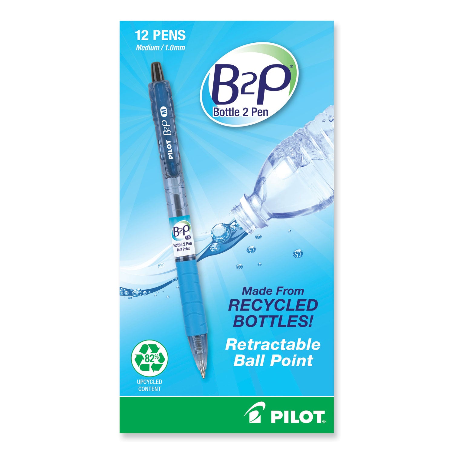 Pilot Med-Point Ballpoint Pens - 1 mm Medium Pen Point - Refillable - Retractable - Black Ink - Gel-based - Plastic Barrel - 1 Dozen