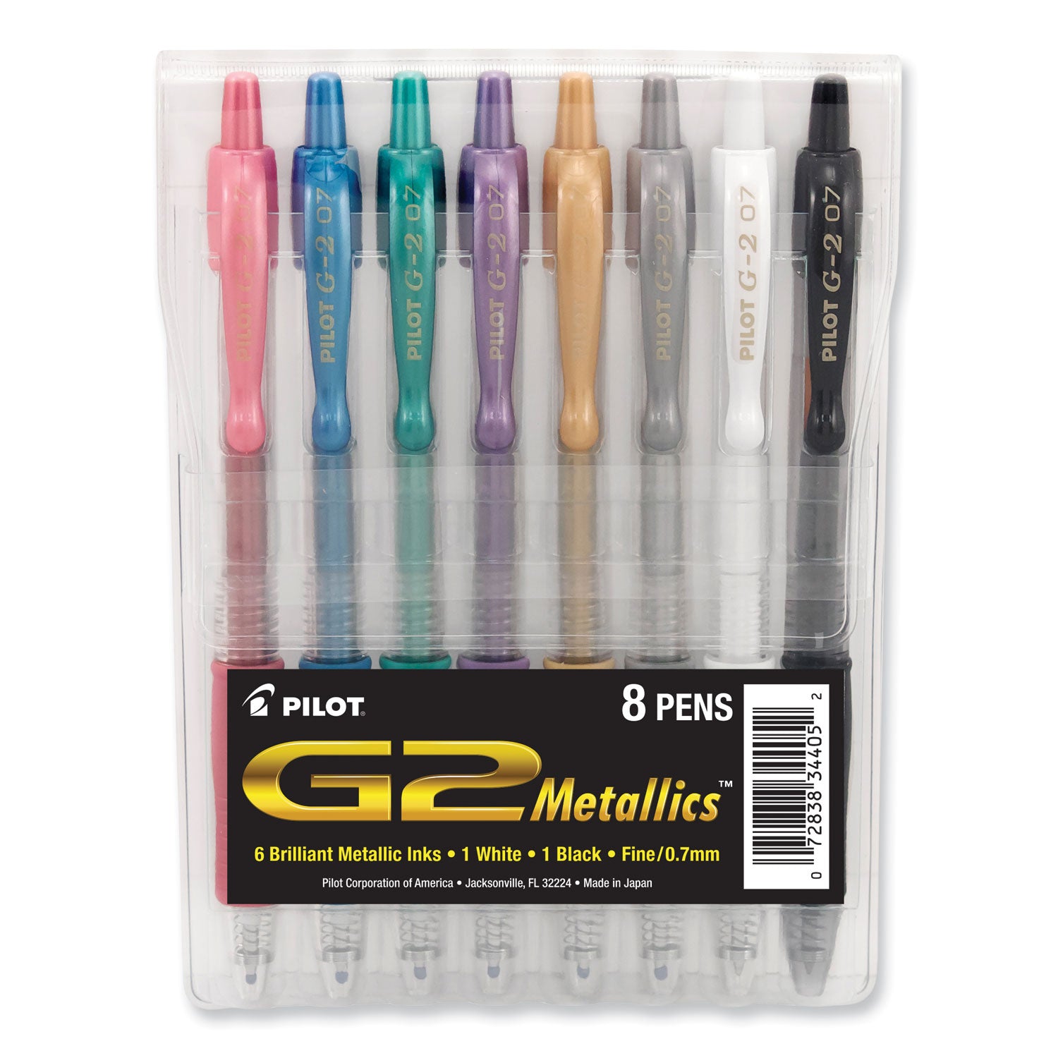 G2 Premium Gel Ink Retractable Pens, 0.7 mm Fine Point, Pink/Blue/Green/Purple Ink, Pigment-Based, 8 Pack