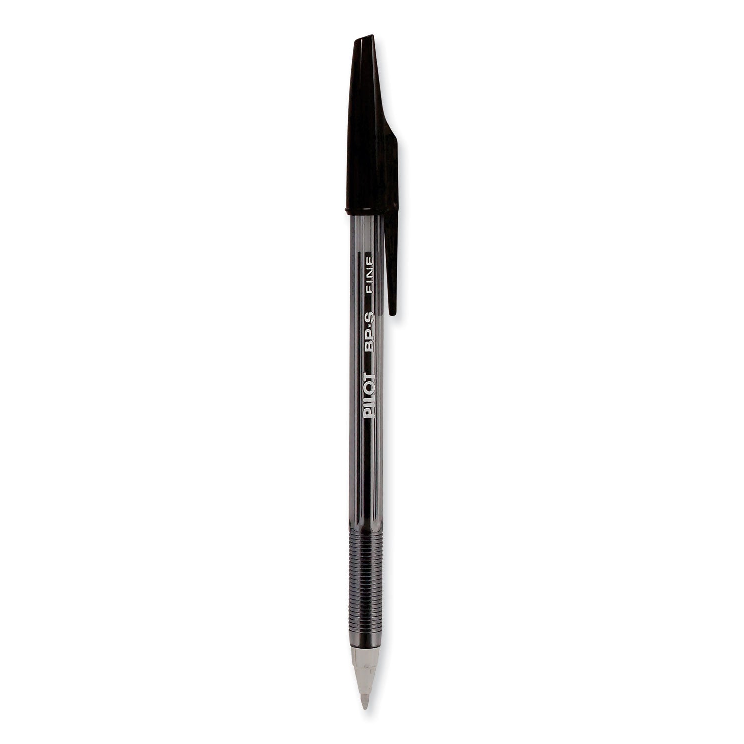 Pilot Better BP-S Ball Stick Pens - 0.7 mm Fine Pen Point - Refillable - Black Ink - Crystal, Clear Barrel - Stainless Steel Tip - 1 Dozen