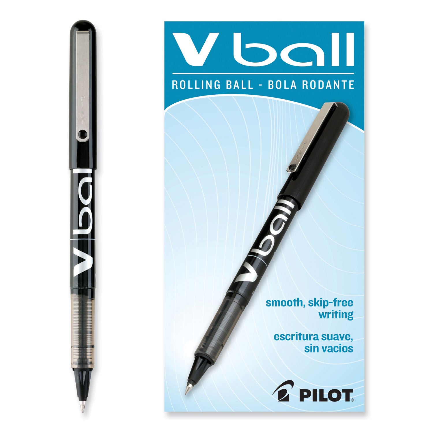 Pilot Vball Liquid Ink Pens - 0.5 mm Fine Pen Point - Black Ink - Black Barrel - 1 Dozen