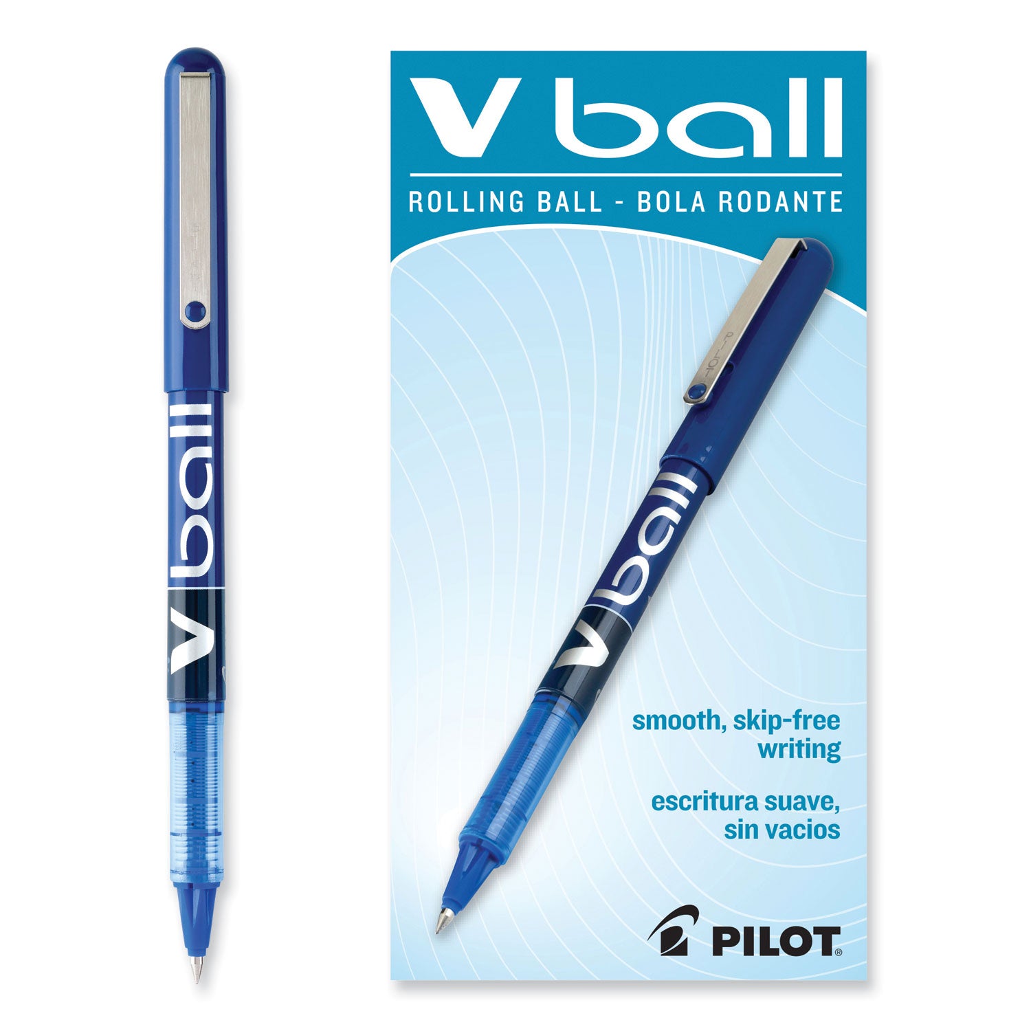 Pilot Vball Liquid Ink Pens - 0.5 mm Fine Pen Point - Blue Ink - Blue Barrel - 1 Dozen