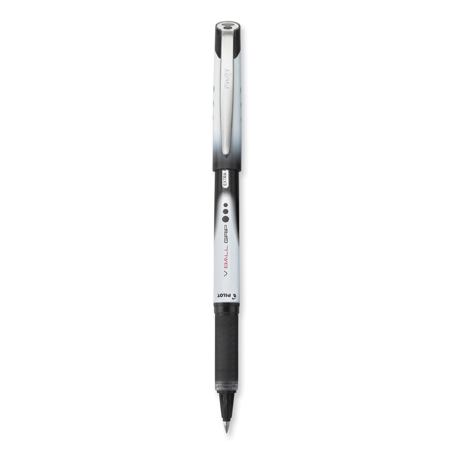 Pilot Vball Grip Liquid Ink Rollerball Pens - 0.5 mm Fine Pen Point - Black Ink - Metal Barrel - 1 Dozen