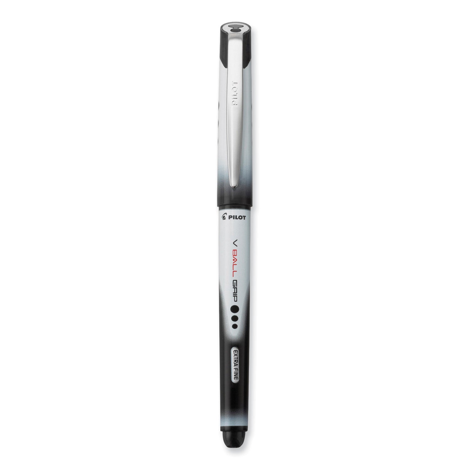 Pilot Vball Grip Liquid Ink Rollerball Pens - 0.5 mm Fine Pen Point - Black Ink - Metal Barrel - 1 Dozen