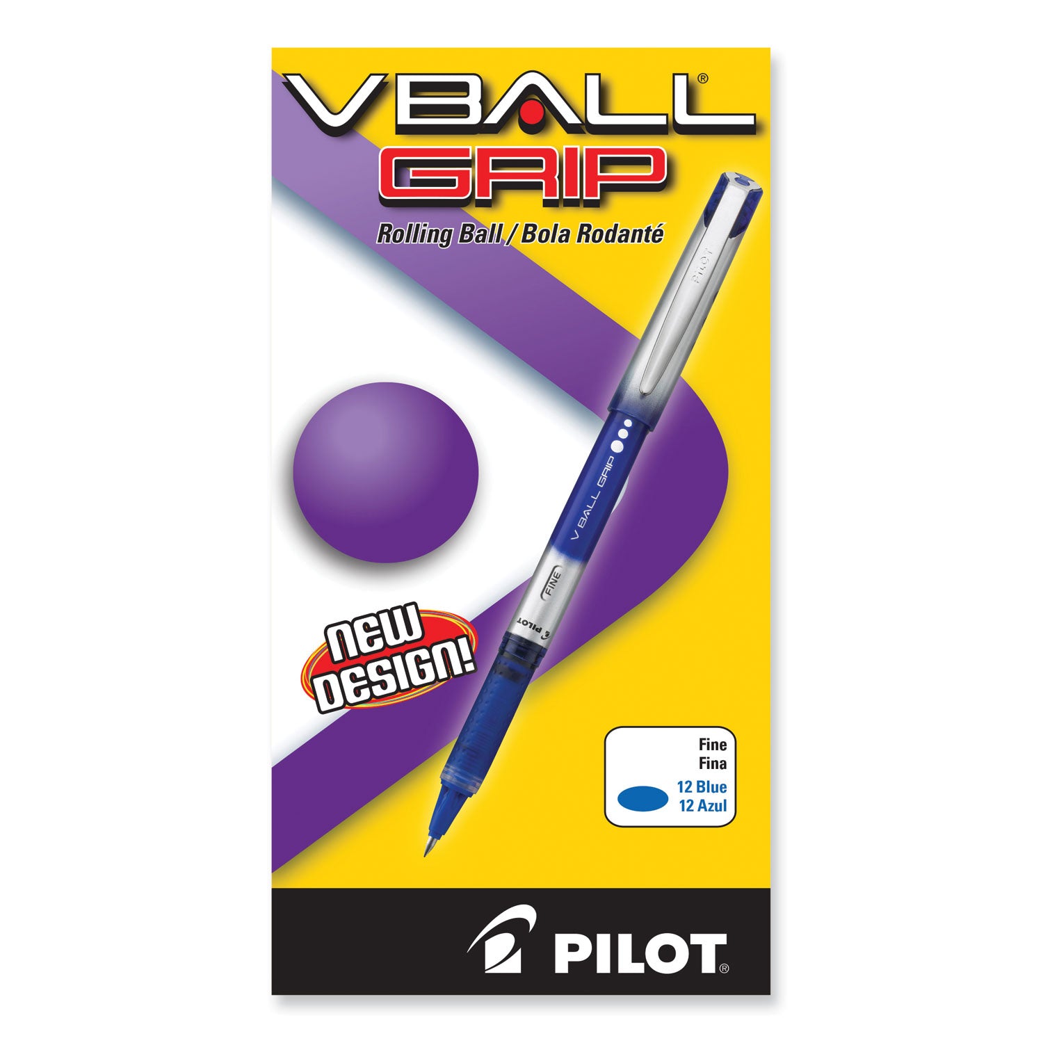 Pilot Vball Grip Liquid Ink Rollerball Pens - 0.7 mm Fine Pen Point - Blue Ink - 1 Dozen