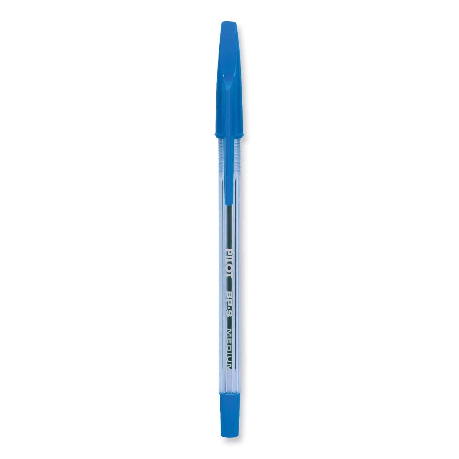 Pilot Better BP-S Ball Stick Pens - 0.7 mm Fine Pen Point - Refillable - Blue Ink - Crystal, Clear Barrel - Stainless Steel Tip - 1 Dozen