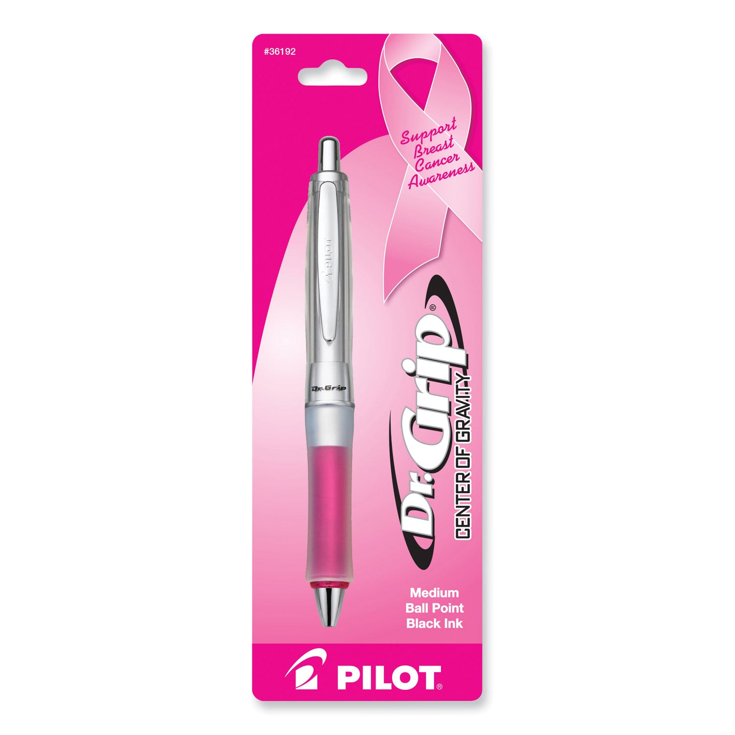1 mm Medium Pen Point - Refillable - Retractable - Black Ink - Pink Barrel - 1 Each