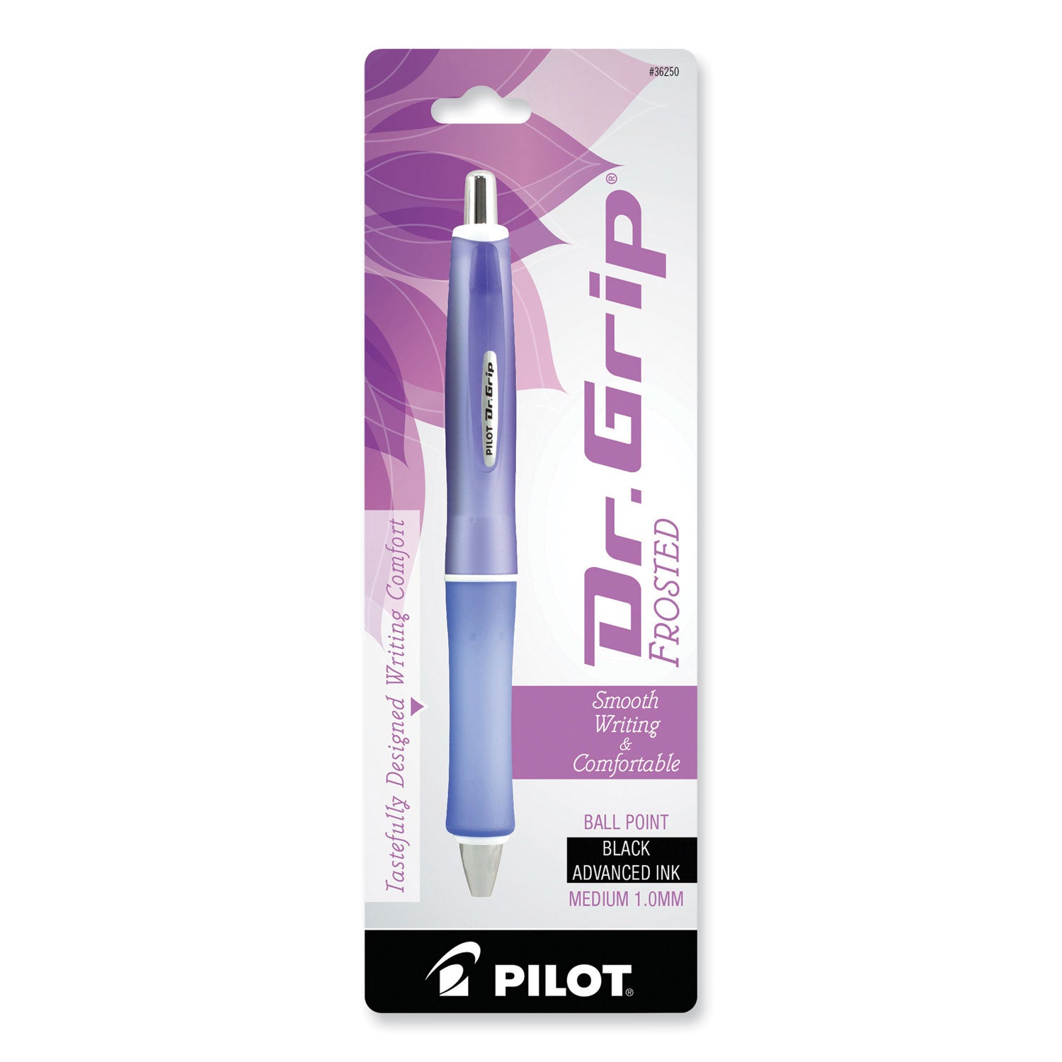 1 mm Pen Point - Retractable - Black Ink - Frosted Purple Barrel - 1 Pack
