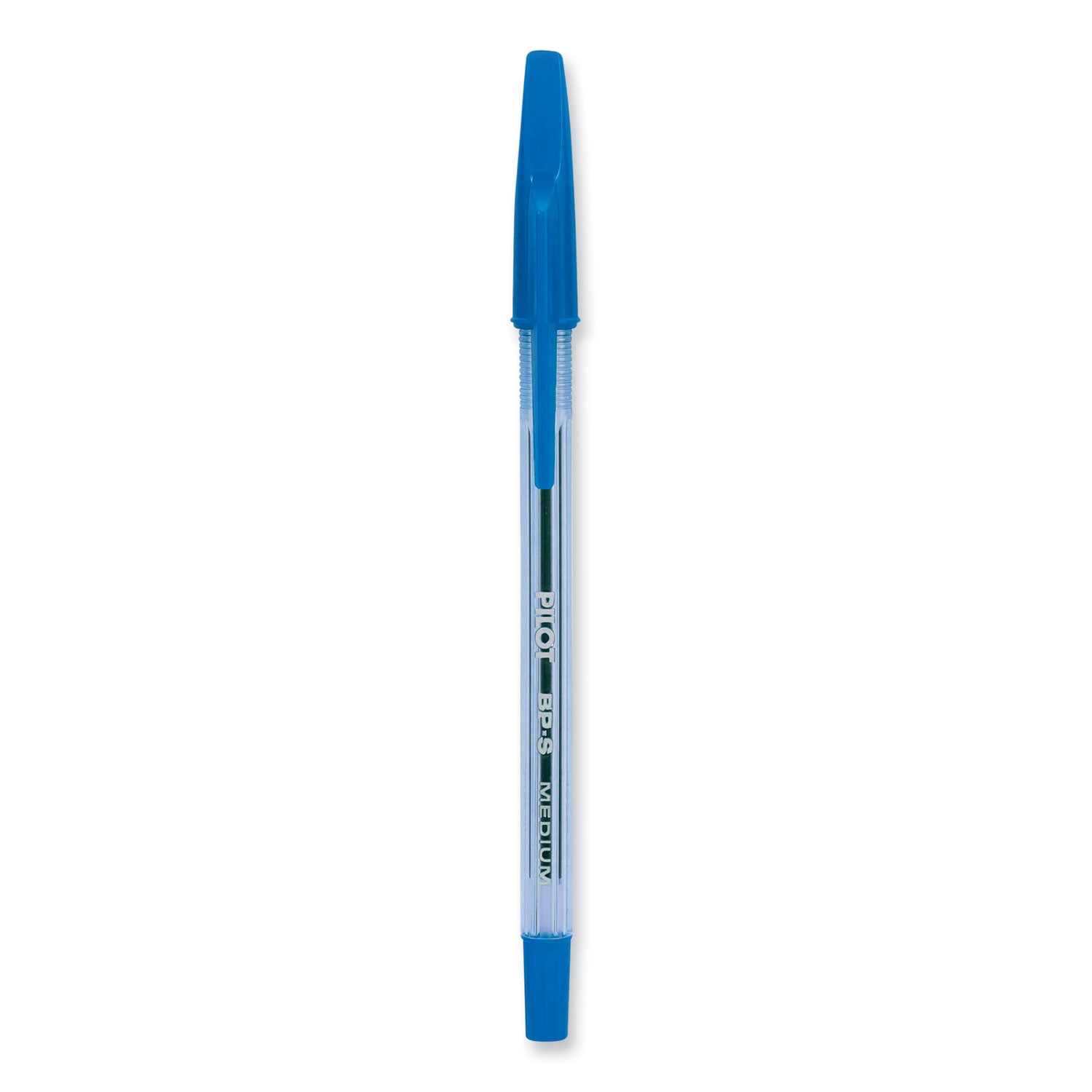 Pilot Better BP-S Ball Stick Pens - 1 mm Medium Pen Point - Refillable - Blue Ink - Crystal, Clear Barrel - Stainless Steel Tip - 1 Dozen