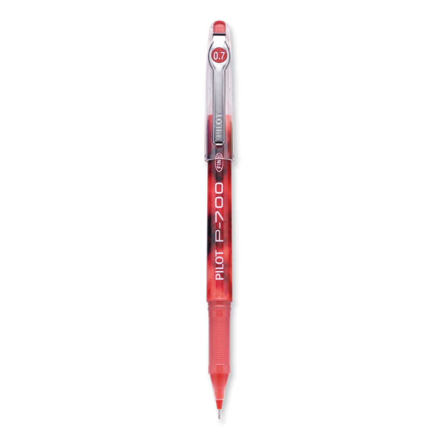 Pilot Precise P-700 Precision Point Fine Capped Gel Rolling Ball Pens - 0.7 mm Fine Pen Point - Red Ink - Gel-based - Red Barrel - 1 Dozen