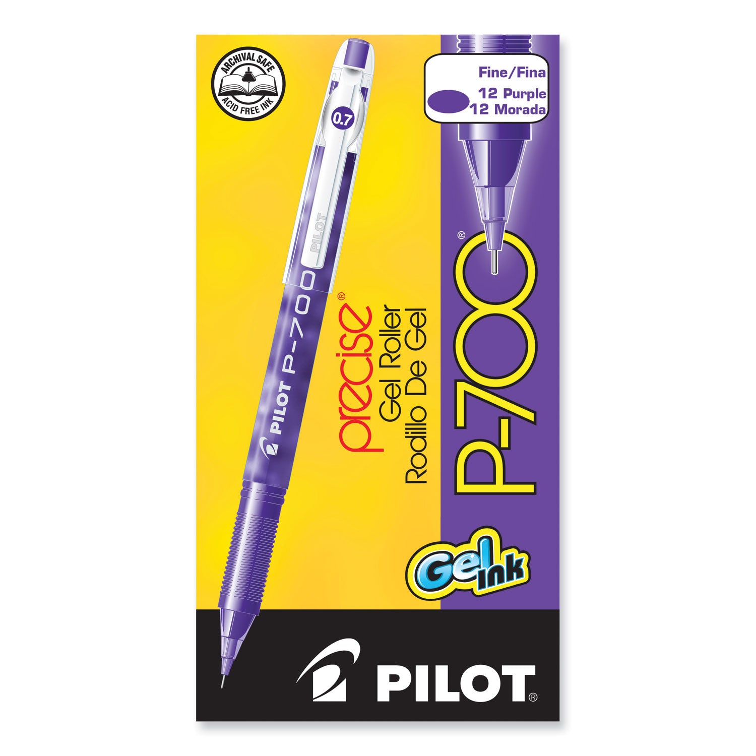 0.7 mm Fine Pen Point - Purple Ink - Gel-based - Purple Barrel - 1 Dozen