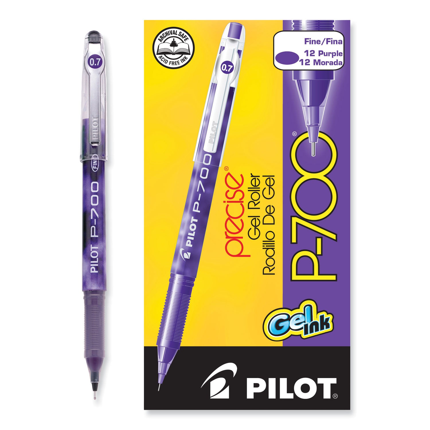 0.7 mm Fine Pen Point - Purple Ink - Gel-based - Purple Barrel - 1 Dozen