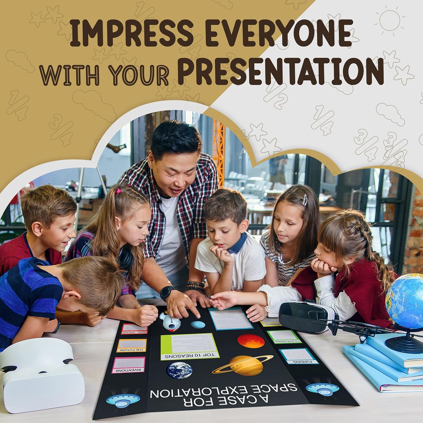 Trifold Poster Board, Presentation Board, 28" x 40", White, Pack of 4