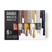 LQ BASICS Acrylic Color 6 x 118ml Tube Set - Metallics & Iridescents