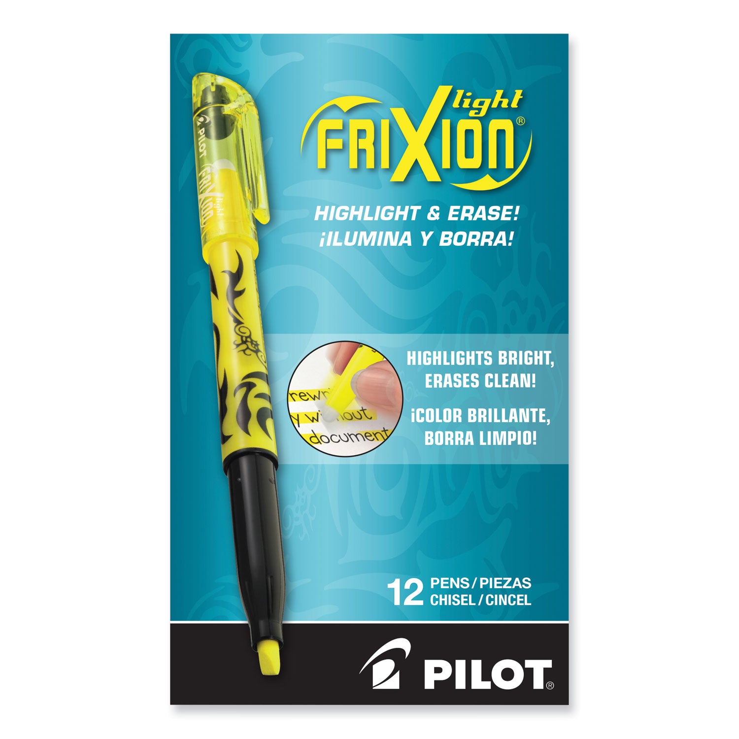 FriXion Highlighters - Erasable - Fluorescent Yellow Ink - Multipurpose - 1 Dozen