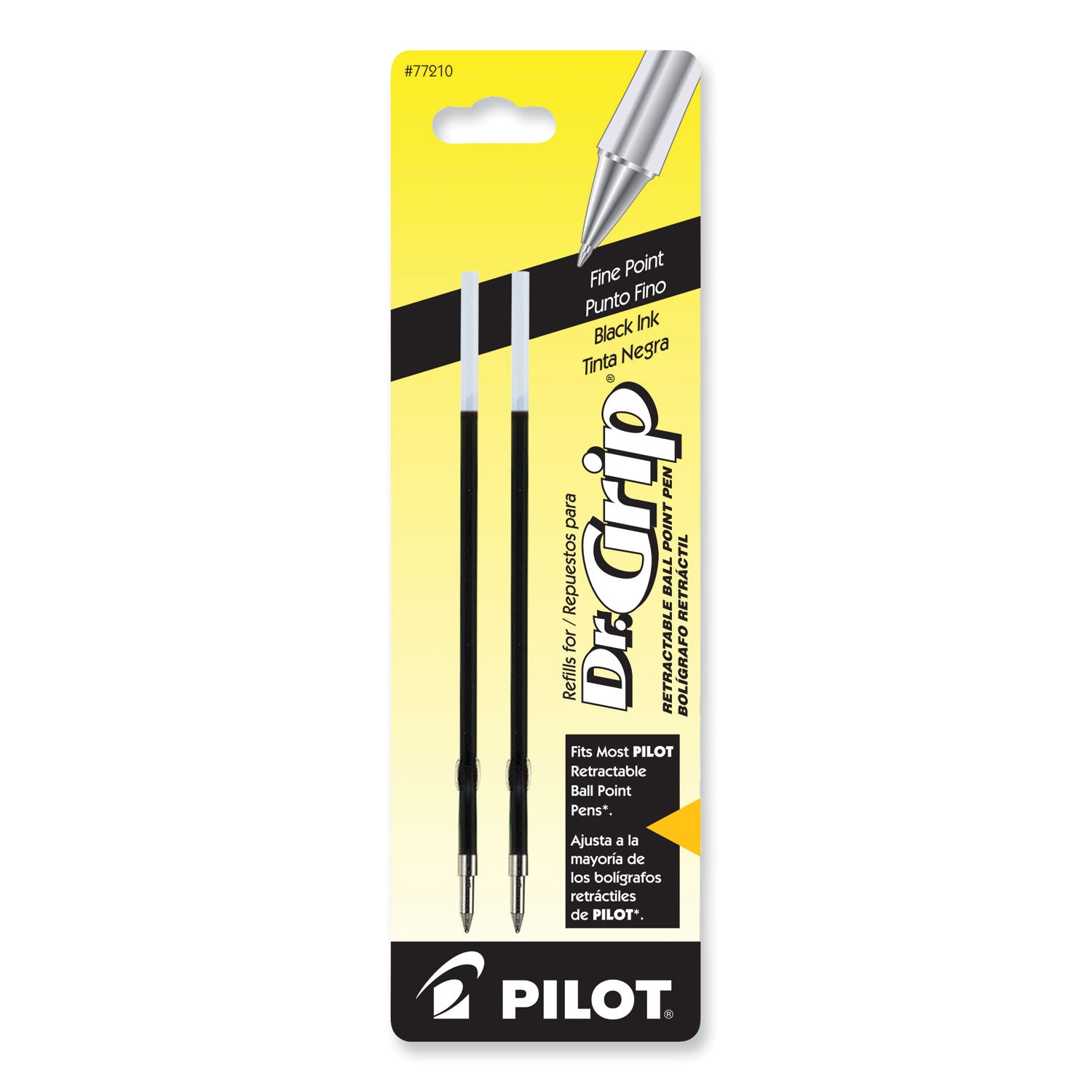 Pilot Retractable Pen Refills - 0.70 mm , Fine Point - Black Ink - 2 / Pack