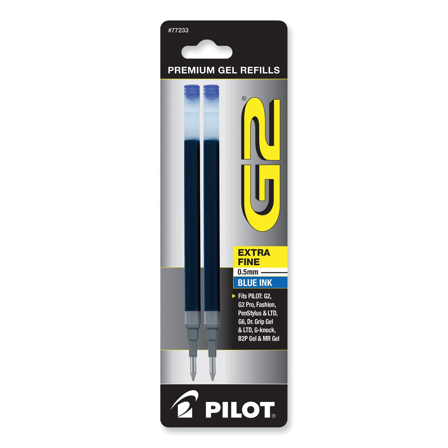 Pilot G2 Premium Gel Ink Pen Refills - 0.50 mm , Extra Fine Point - Blue Ink - Smear Proof - 2 / Pack