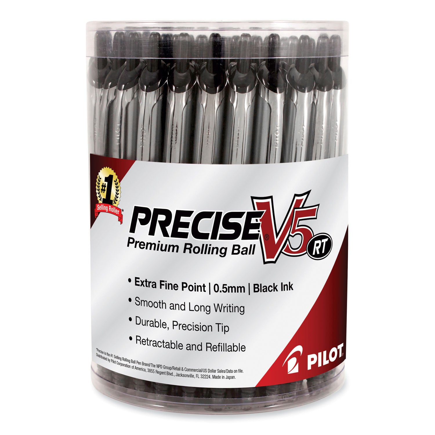 0.5 mm Extra Fine Pen Point - Retractable - Black Ink - Liquid - Rubber Barrel - 30 / Pack