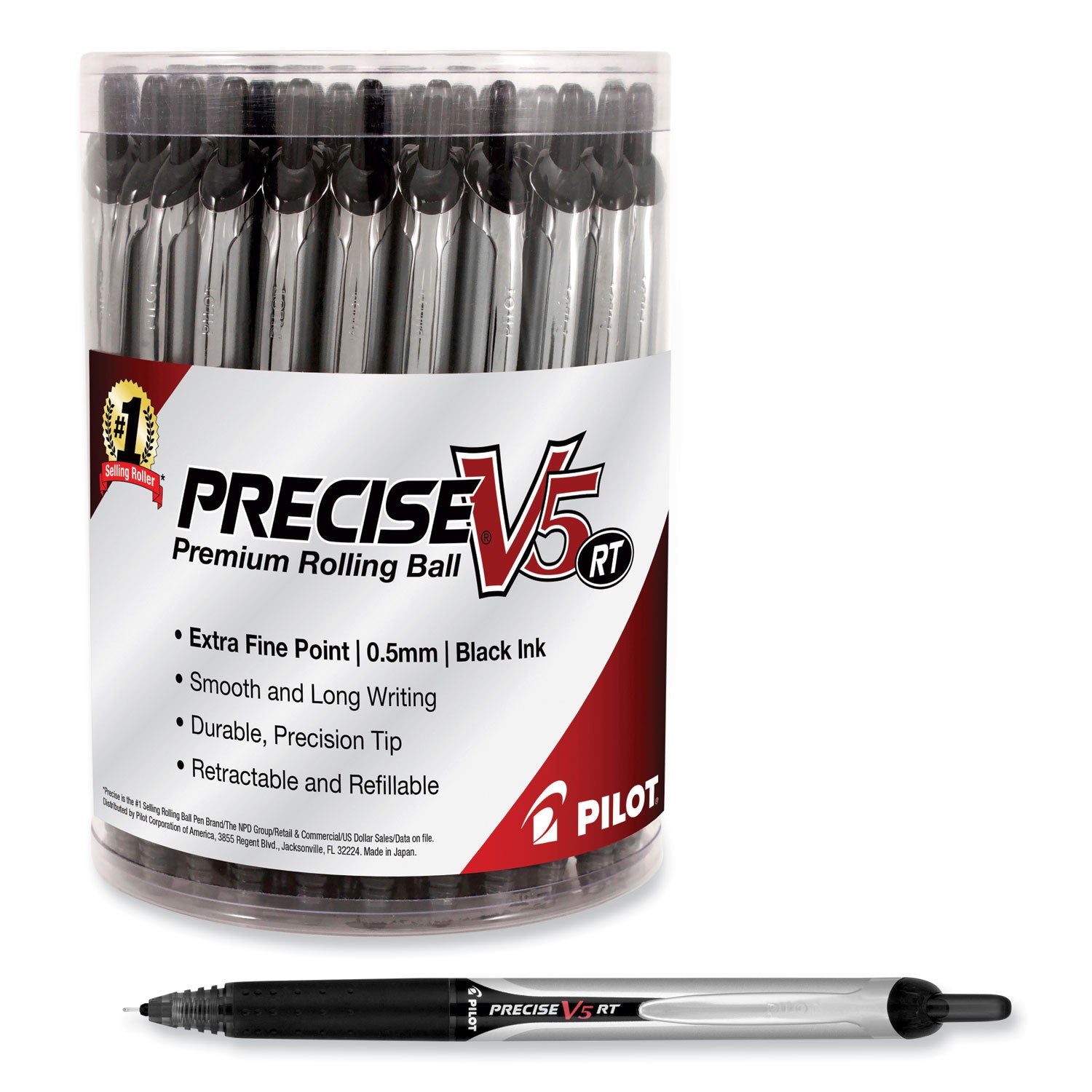 0.5 mm Extra Fine Pen Point - Retractable - Black Ink - Liquid - Rubber Barrel - 30 / Pack