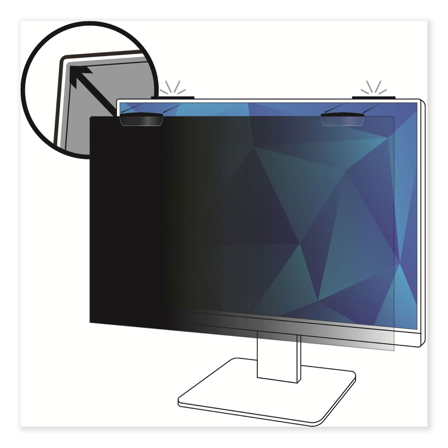 3M Privacy Screen Filter Black - For 23.8" Widescreen LCD Monitor - 16:9 - Scratch Resistant, Fingerprint Resistant - Anti-glare - 1 Each