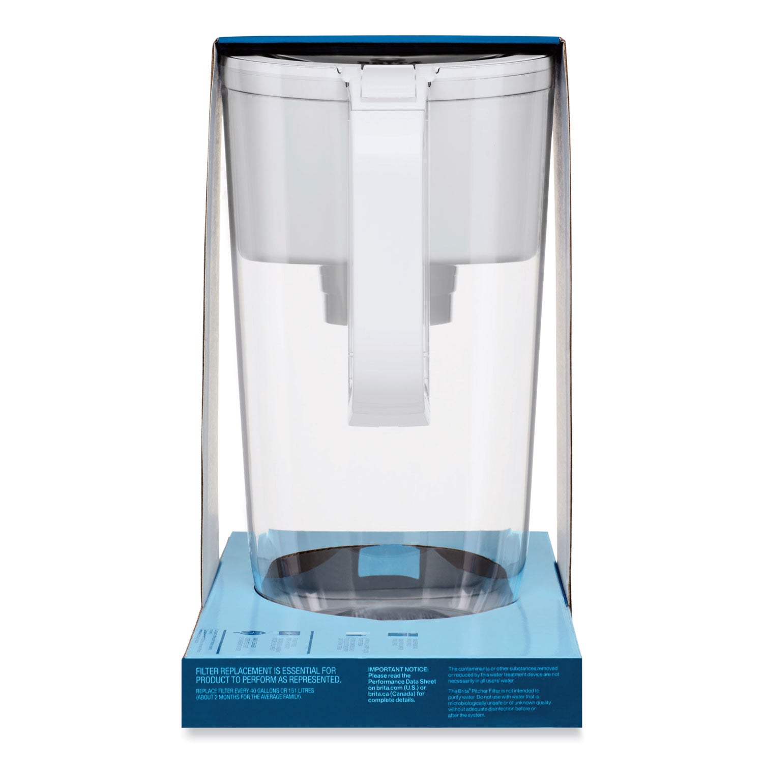 Tahoe Water Pitcher with Standard Filter, 10 Cups, Clear, 2/Carton
