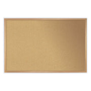 Natural Cork Bulletin Board with Wood Frame, 72.5" x 48.5", Tan Surface, Oak Finished Wood Frame