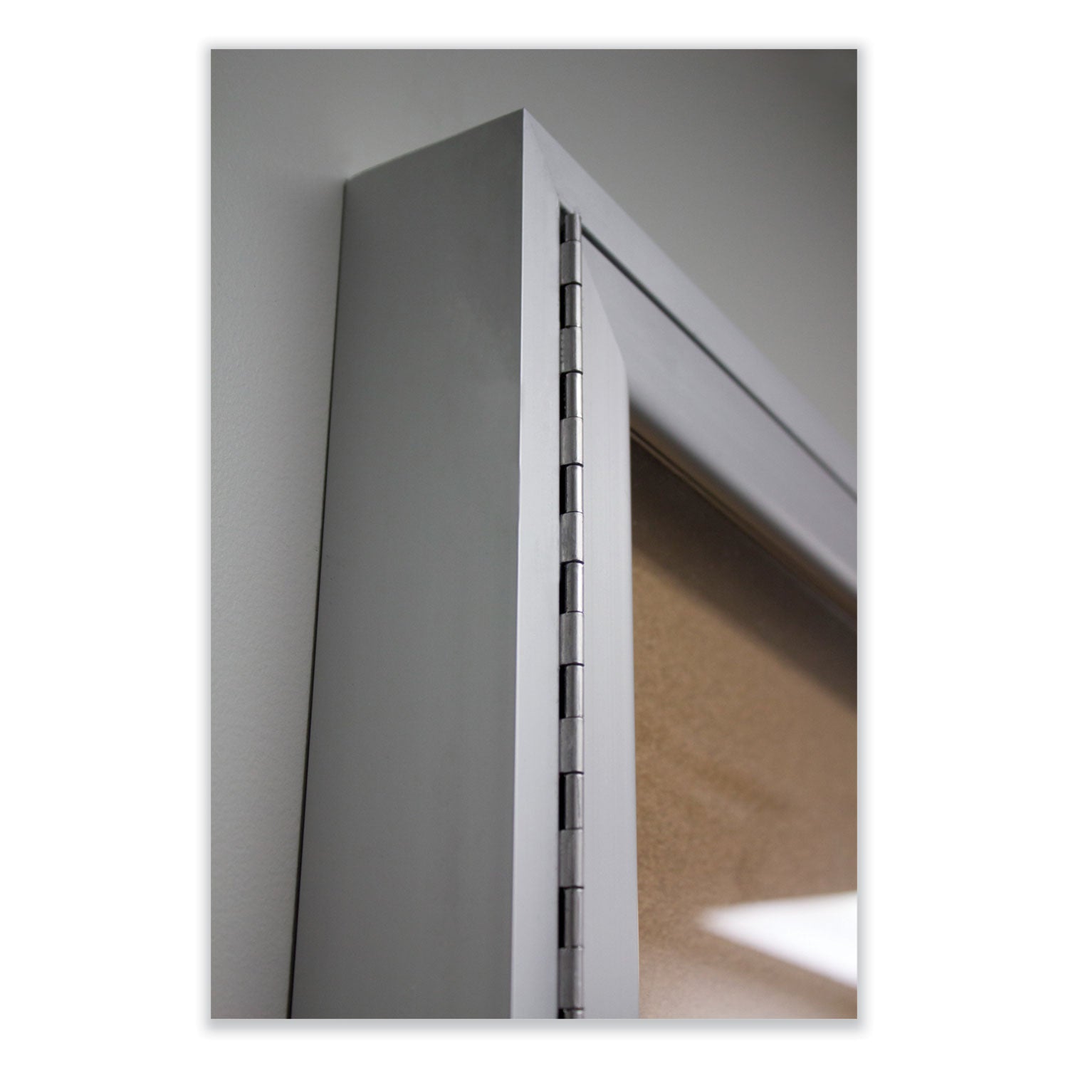 48" Board Height x 72" Board Width - Natural Cork Surface - Self-healing, Shatter Resistant, Tamper Proof, Locking Door - Satin Aluminum Frame - 2.3" Depth - 1 Each