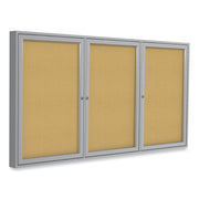 48" Board Height x 72" Board Width - Natural Cork Surface - Self-healing, Shatter Resistant, Tamper Proof, Locking Door - Satin Aluminum Frame - 2.3" Depth - 1 Each