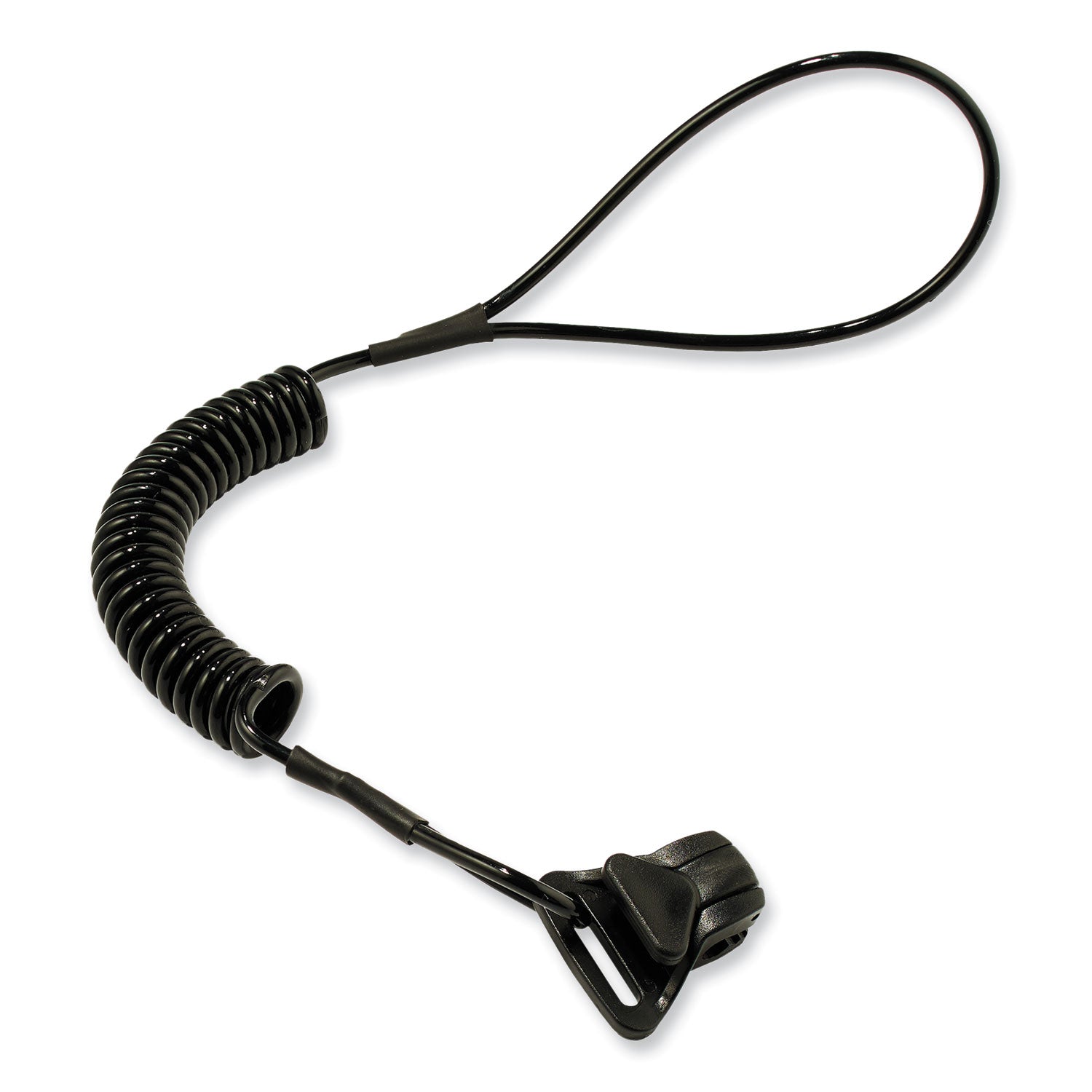 Ergodyne 3158 Coil Tool Lanyard with Clamp - 2lbs / 0.9kg - Adjustable - 2 lb Load Capacity - Clamp Attachment - 1.5" Height x 2" Width x 48" Length - Black - Plastic, Fabric - 6 / Carton