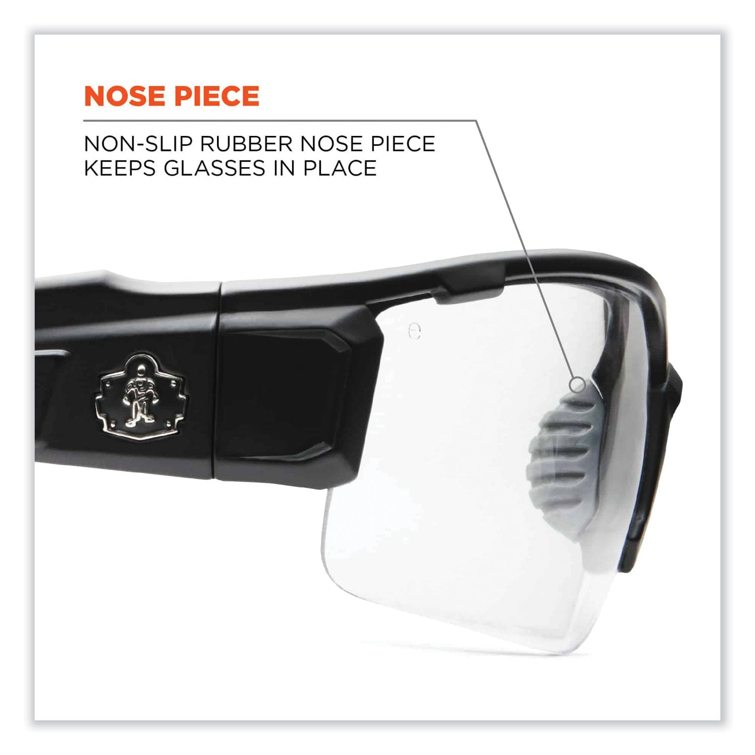 Ergodyne Skullerz Dagr AF Clear Safety Glasses, Matte Black Frame, Anti-Fog, Scratch Resistant, Impact Resistant, 1 Each