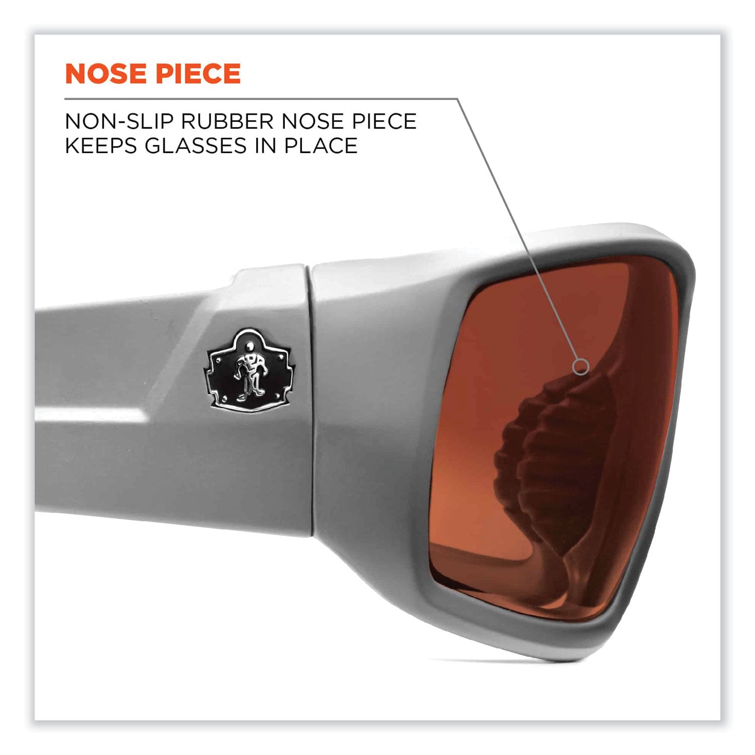 Ergodyne Skullerz ODIN-PZ Polarized Copper Safety Glasses, Matte Gray Frame, Scratch & Impact Resistant, Anti-glare, Non-slip, Bendable, 1 Each