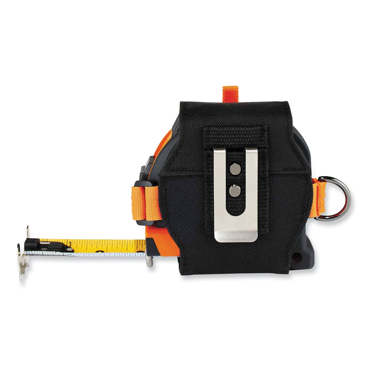 Ergodyne 3770 Tape Measure Holder / Belt Clip - 2.5" Height x 3.6" Width - Black - Polyester, Stainless Steel, Cast Zinc Alloy - 1 Each