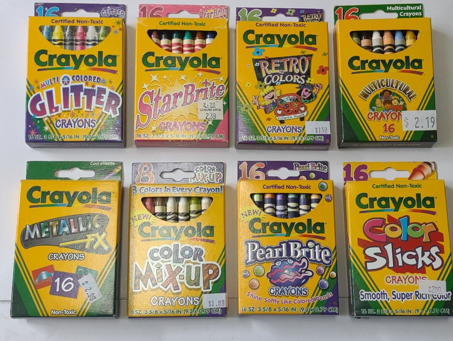 Lot of 8 Vtg 90's Y2K Binney & Smith Crayola Crayons~RARE Mix~Check It Out!