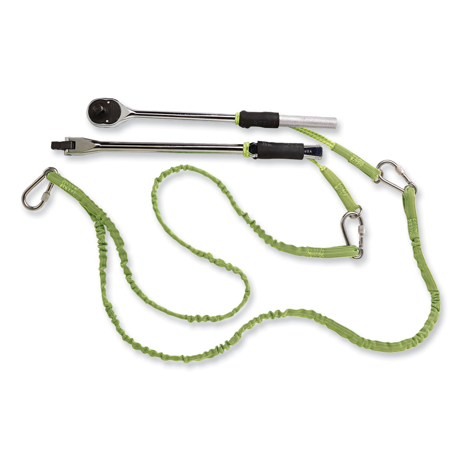 Adjustable - 15 lb Load Capacity - Standard - Carabiner Attachment - 42" Length - Lime - Nylon Webbing, Stainless Steel - 1 Each