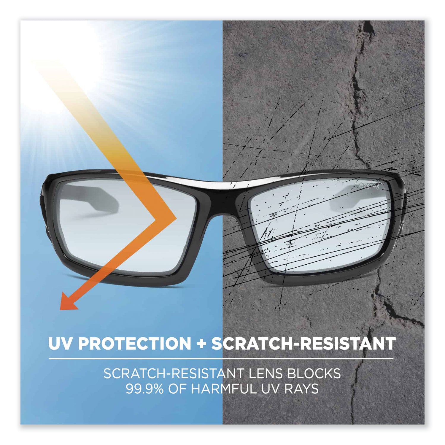 Ergodyne Skullerz Odin In/Outdoor Safety Glasses, Black Frame, Anti-Fog, Scratch & Impact Resistant, UV Protection, Non-Slip, 1 Each