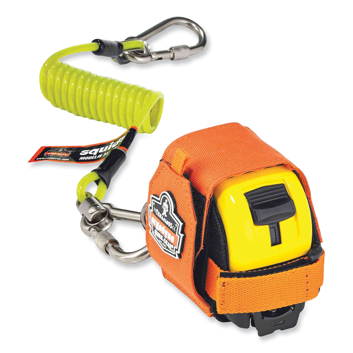 Ergodyne 3770 Tape Measure Holder / Belt Clip - 2.5" Height x 3.6" Width - Orange - Polyester, Stainless Steel - 1 Each