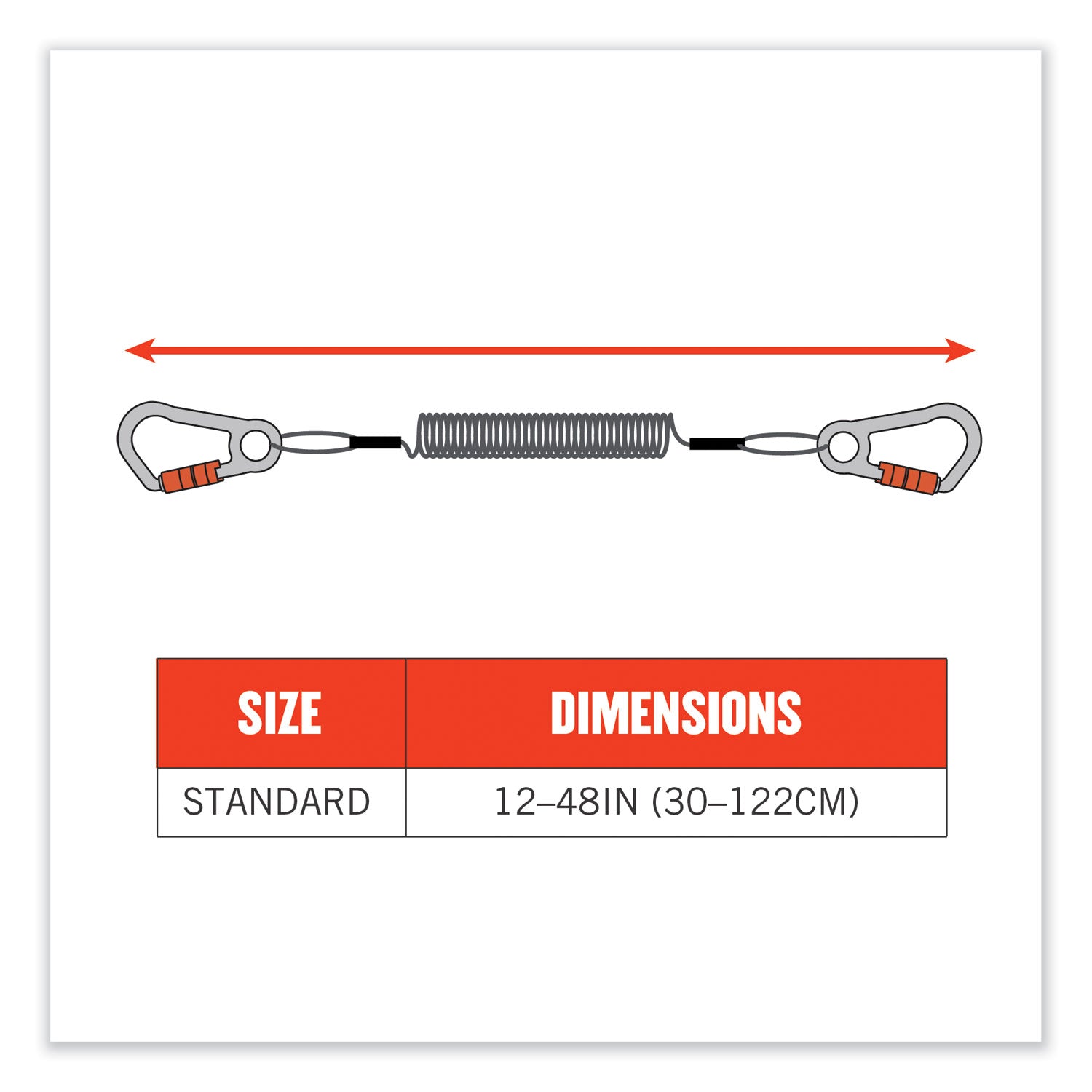 Adjustable - 2 lb Load Capacity - Carabiner Attachment - 1.5" Height x 4" Width x 48" Length - Black - Aluminum, Plastic - 6 / Carton