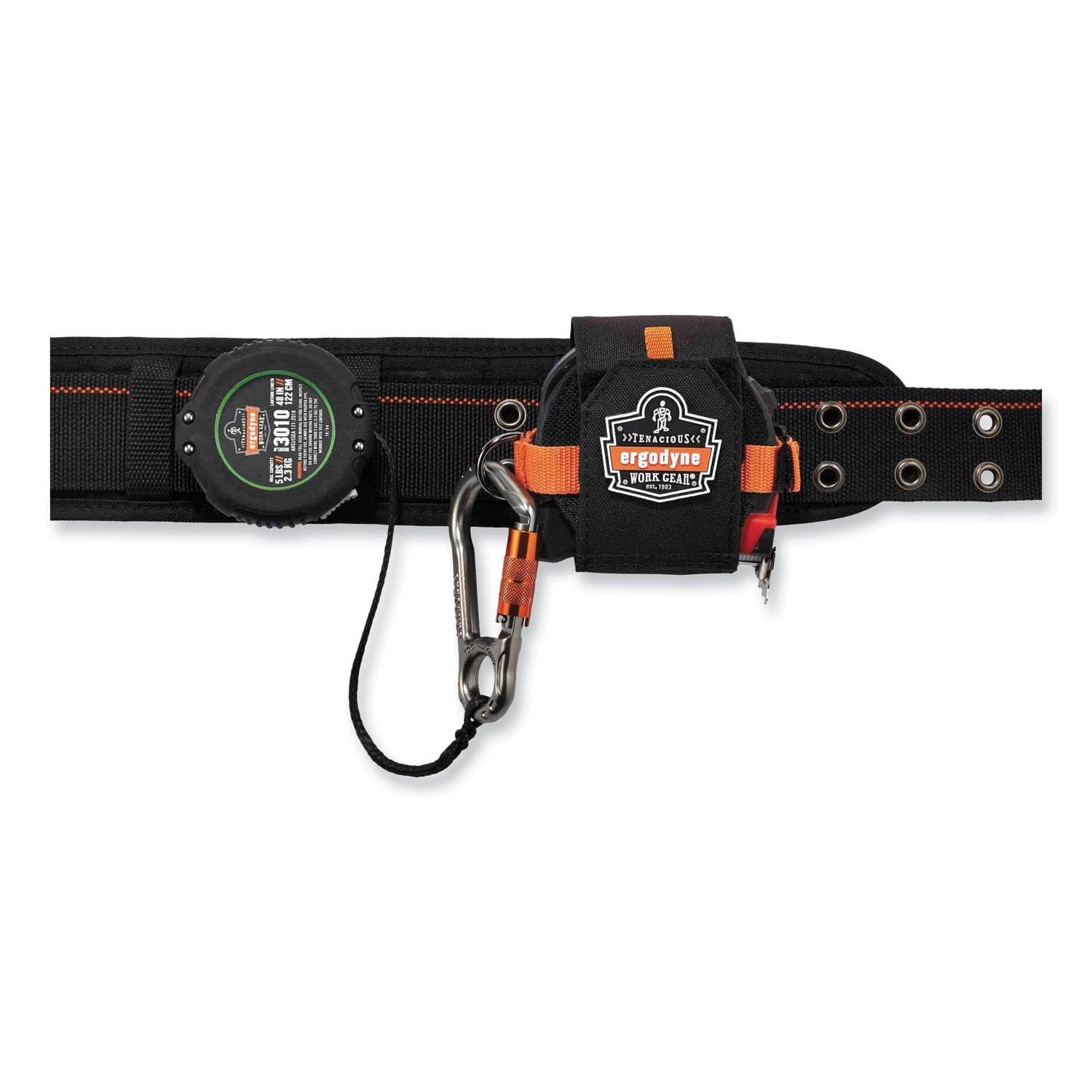 Adjustable - 5 lb Load Capacity - Standard - Carabiner Attachment - 1" Height x 9.3" Width x 48" Length - Black - Aluminum, ABS Plastic - 1 Each