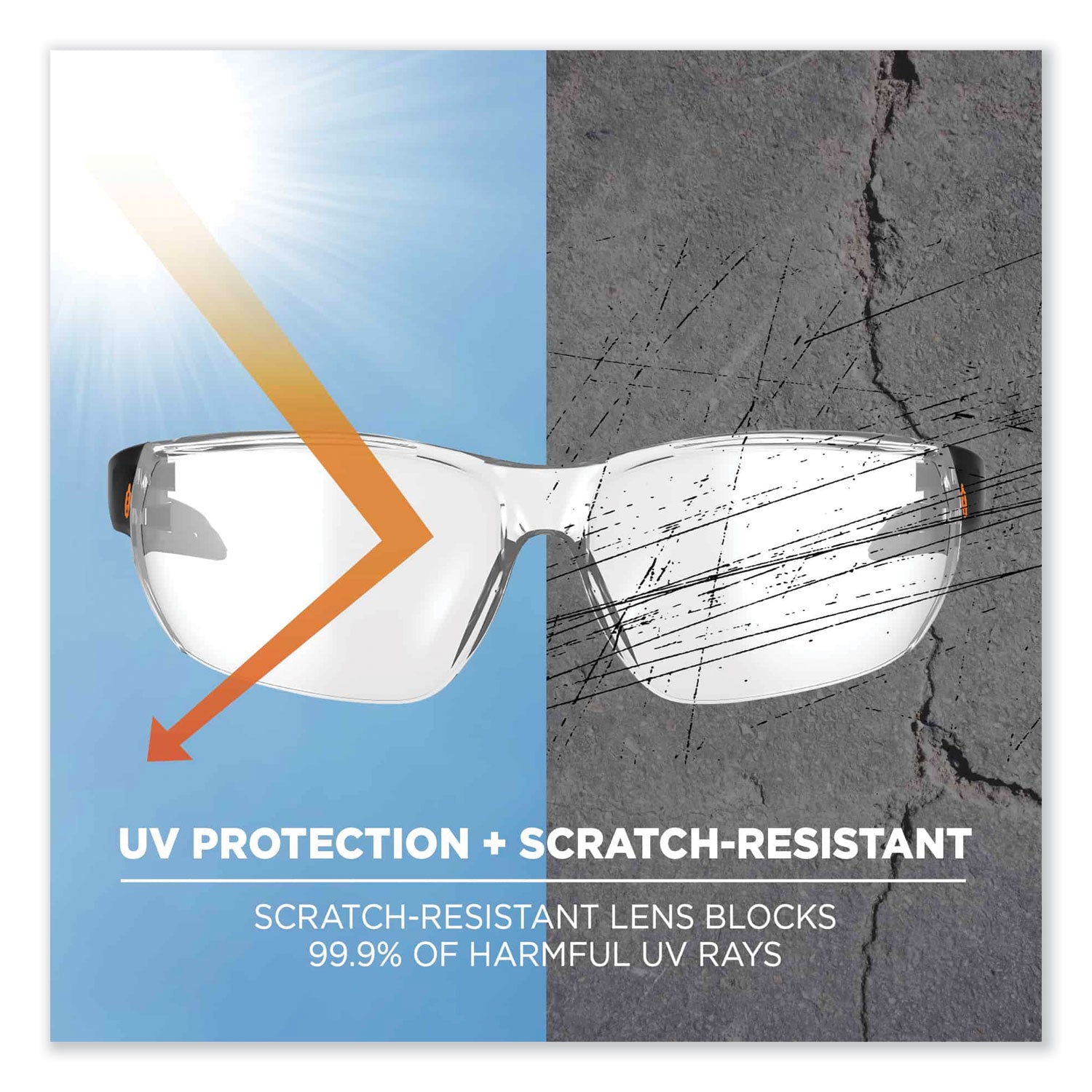 Eye Protection - Matte Black - Clear Lens - Anti-fog, Anti-scratch, UV Resistant, Lightweight, Impact Resistant, Non-Slip Temple, Rubber Tipped Temples, Frameless - 1 Each