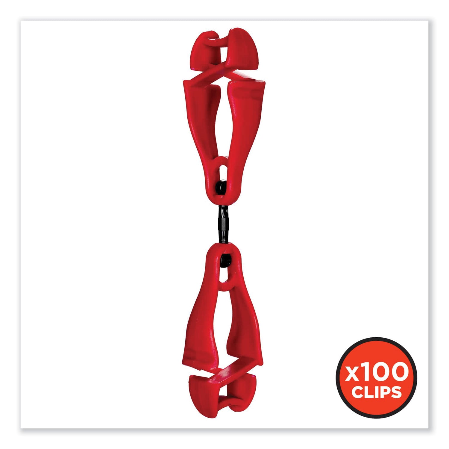 Squids 3420 Dual Clip Swivel Glove Clip Holder, 1 x 0.6 x 5.5, Acetal Copolymer, Red,100/Pack