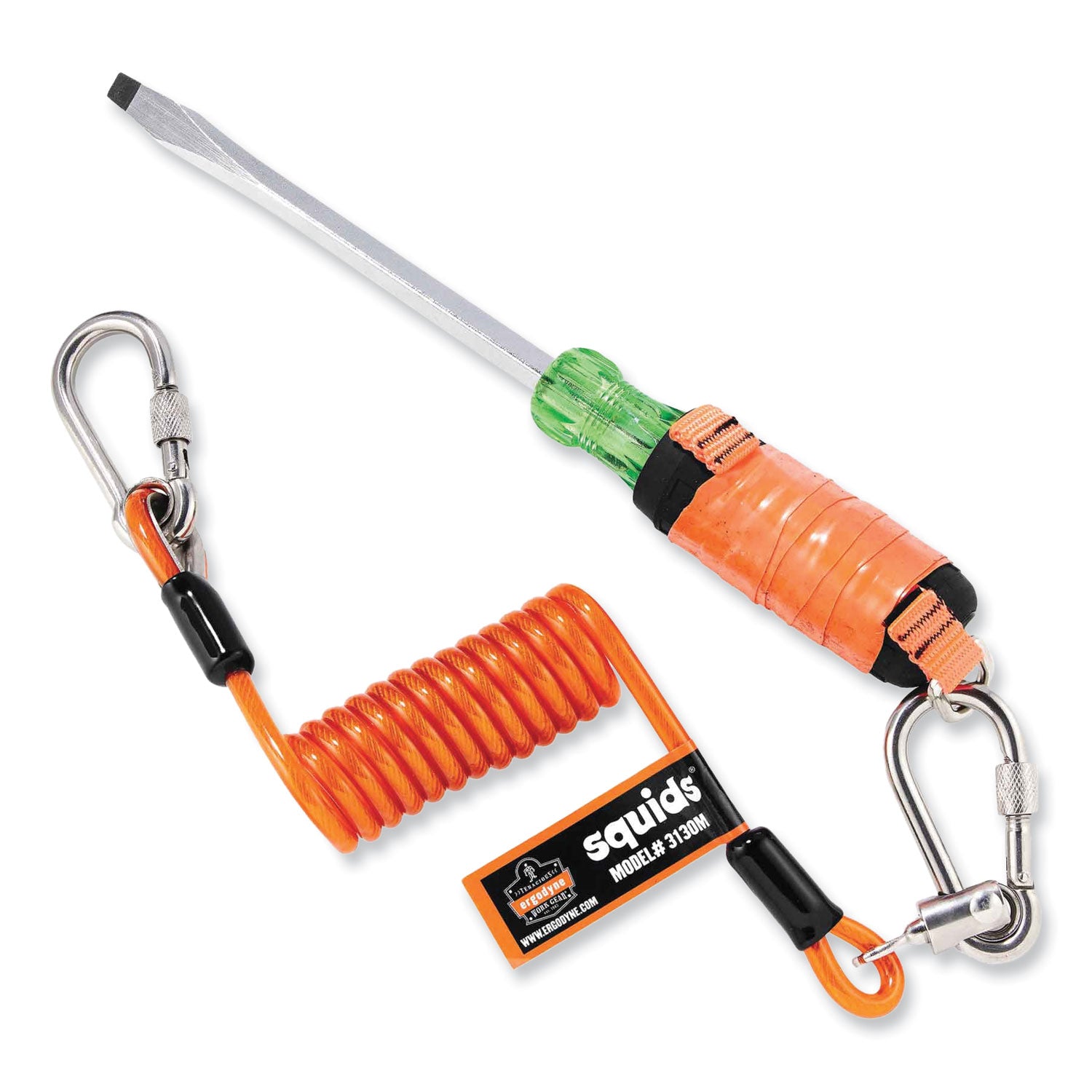 5 lb Load Capacity - Standard - Carabiner Attachment - 11" Height x 2" Width x 48" Length - Orange - Stainless Steel, Polyurethane - 6 / Carton