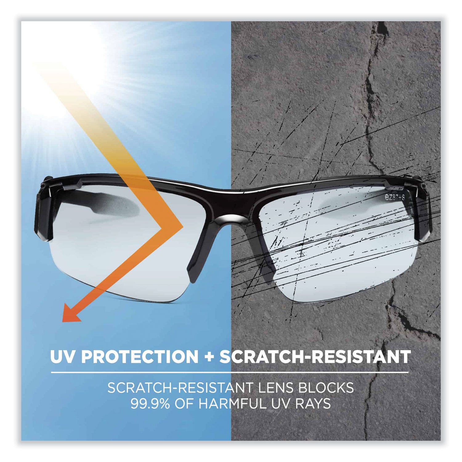 Ergodyne Skullerz Dagr In/Outdoor Safety Glasses, Black Frame, Scratch & Impact Resistant, Anti-glare, Flexible, 1 Each