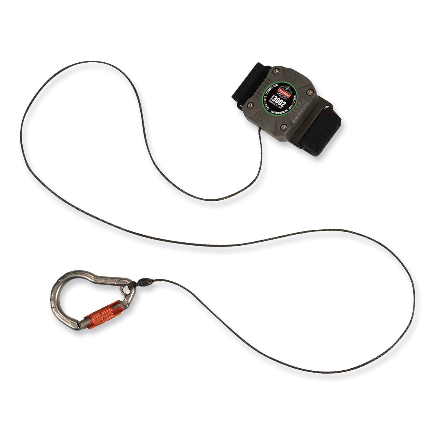 Adjustable - 1.98 lb Load Capacity - Standard - Loop/Locking Carabiner Attachment - 1.5" Height x 5" Width x 48" Length - Gray - Nylon, Fiberglass - 1 Each