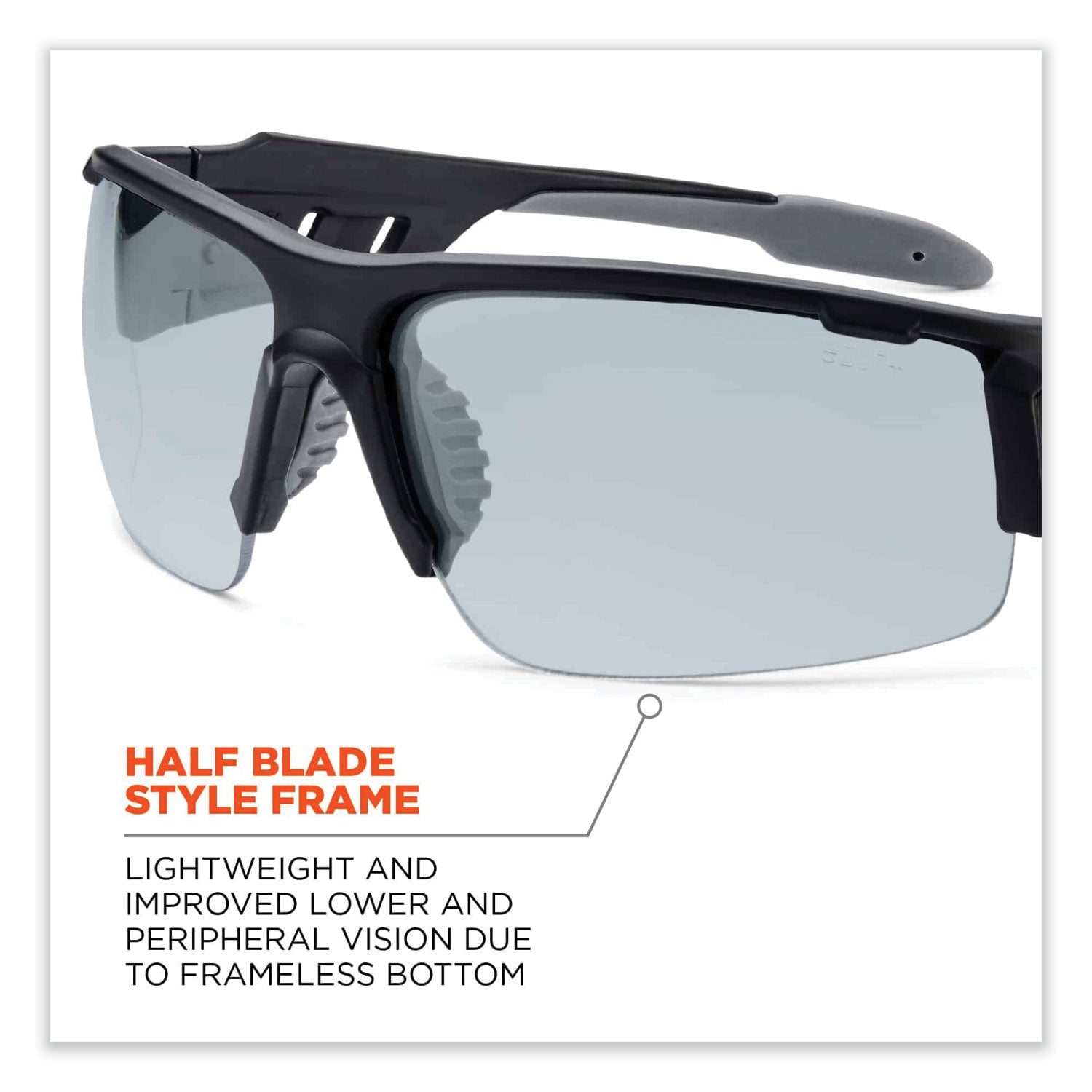 Ergodyne Skullerz Dagr In/Outdoor Safety Glasses, Matte Black Frame, Scratch & Impact Resistant, Anti-glare, Non-slip, Bendable, 1 Each