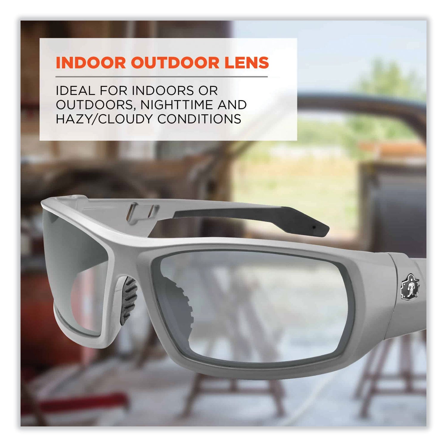 Ergodyne Skullerz ODIN In/Outdoor Lens Safety Glasses, Matte Gray Frame, Scratch & Impact Resistant, Anti-glare, Flexible, 1 Each